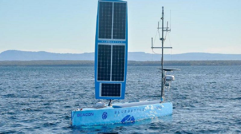 The Bluebottle uncrewed surface vehicle from Ocius Technology Ltd operates in the waters of Jervis Bay during Exercise Autonomous Warrior 22. Story by Lieutenant Commander Andrew Herring. Photo by Nicole Mankowski.
