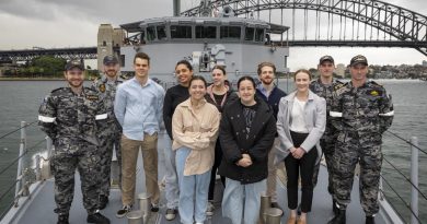 Defence Force Recruiting candidates with Navy personnel on board HMAS Gascoyne during a cruise around Sydney Harbour as part of the Sea Power 2022 conference program. Story by Angus Pagett.