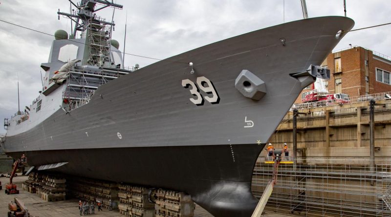 HMAS Hobart in the Captain Cook Graving Dock, Garden Island, in 2019. A new approach to sustaining the fleet was launched at the Sea Power 2022 conference. Story by Claudia Henry. Photo by Chief Petty Officer Cameron Martin.