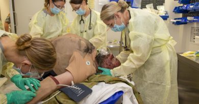 Nursing officers conduct a collective training simulation activity at HMAS Penguin in Sydney. Story by Ayesha Inoon. Photo by Leading Seaman Matthew Lyall.