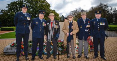 Commanding Officers of No. 460, 462 and 464 Squadrons, alongside World War Two veterans at the Bomber Command Commemorative Day Wreath Laying Ceremony held at the Australian War Memorial, Canberra. Story by Flight Lieutenant Marina Power.