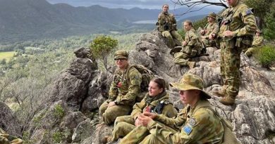 National Cadet Adjutant Tessa Zangalis, front, centre, participating in the AAC Adventure Training Awards in the Victorian Grampians.