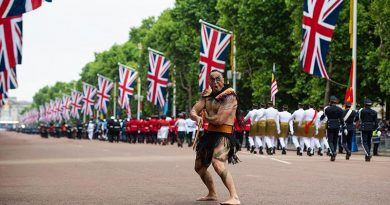 Kiwi's marching at Queen Elizabeth II's Platinum Jubilee Pageant in London – 5 June 2022. NZDF photo.