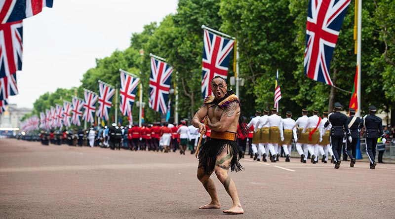 Kiwi's marching at Queen Elizabeth II's Platinum Jubilee Pageant in London – 5 June 2022. NZDF photo.