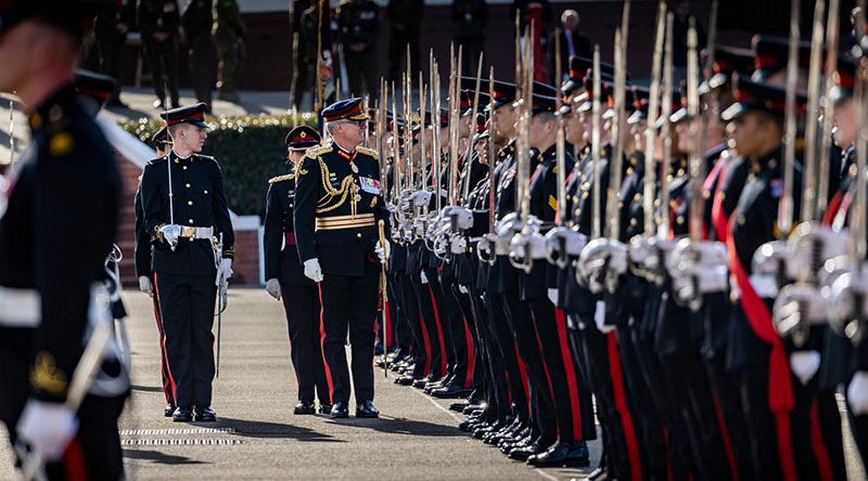 Chief of Army Lieutenant General Rick Burr inspects the Corps of Staff Cadets during the June 2022 Graduation Parade in Canberra. Photo by Corporal Sage Biderman.