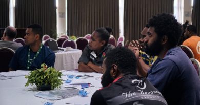 Vanuatu rugby league and touch delegates undertaking their level 1 accreditation as touch football referees. Story by Vanuatu rugby league and touch delegates undertaking their level 1 accreditation as touch football referees. Story by Group Captain Jay Clarke and Emily Egan. Photo supplied.