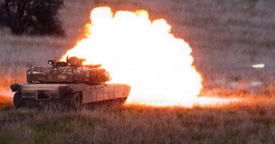 An Australian Army M1A1 Abrams main battle tank fires its main armament during Exercise Gauntlet Strike at Puckapunyal Military Training Area. Story by Captain Andrew Page. Photo by Corporal Dustin Anderson.