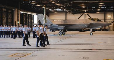 No. 75 Squadrons Colour Party prepare to receive the new Squadron's Standard at RAAF Base Tindal, Northern Territory. Story by Flight Lieutenant Bronwyn Marchant. Photo by Leading Aircraftman Adam Abela.