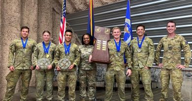 No. 1 Security Forces Squadron personnel being crowned champions of United States Air Force’s Advanced Combat Skills Assessment at Andersen Air Force Base in Guam. Story by Squadron Leader Zac Smit. Photo by United States Aircraft First Class Emily Saxton.