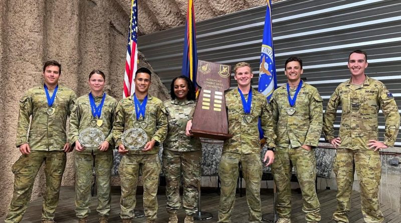 No. 1 Security Forces Squadron personnel being crowned champions of United States Air Force’s Advanced Combat Skills Assessment at Andersen Air Force Base in Guam. Story by Squadron Leader Zac Smit. Photo by United States Aircraft First Class Emily Saxton.