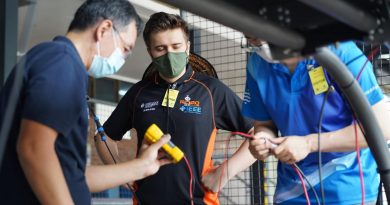 The James Cook University team work on their autonomous vehicle for the RobotX competition in November. Story by Edwina Callus. Photo Supplied.