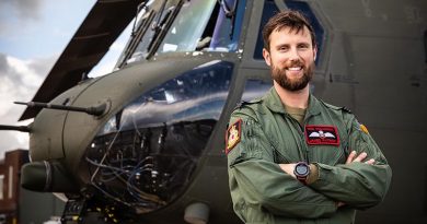 RNZAF helicopter pilot Flight Lieutenant James Patrick has taken part in a 70 aircraft-strong flypast above London thanks to an exchange programme with the RAF. Royal Air Force photo.