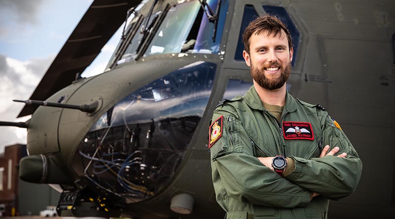 RNZAF helicopter pilot Flight Lieutenant James Patrick has taken part in a 70 aircraft-strong flypast above London thanks to an exchange programme with the RAF. Royal Air Force photo.