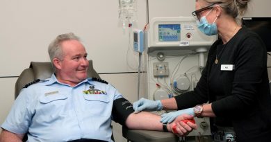 Group Captain Mike Burgess-Orton believes the Defence Blood Challenge will benefit many people like his wife Abigail who receive regular blood products to combat life threatening illness. Story by John Noble. Photo by Flight Sergeant Kev Berriman.