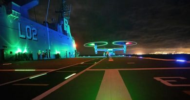 United States Marine Corps MV-22B Osprey performs deck landings on board HMAS Canberra during Exercise Rim of the Pacific (RIMPAC) 2022. Story by Lieutenant Nancy Cotton. Photo by Leading Seaman Matthew Lyall.