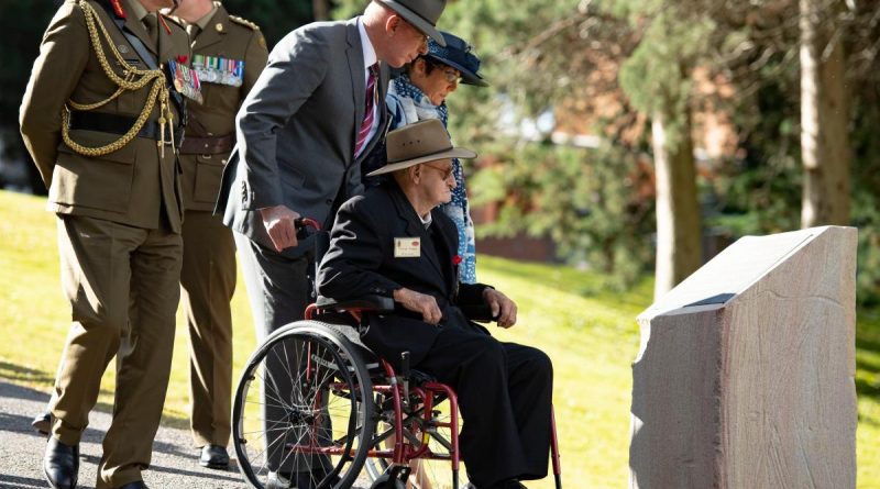 Governor-General General (retd) David Hurley, Mrs Linda Hurley and Major General Michael Krause assist Kokoda campaign veteran George Turner at the opening of the Kokoda Memorial Track. Story and photo by Major Roger Brennan.