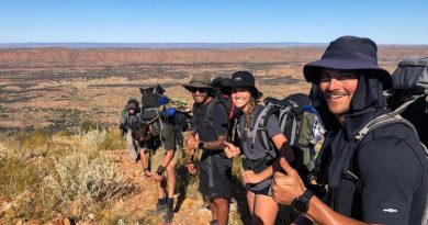 From left, Privates Kenneth Tucker, Peter Collins, Patrick Collier, Jessica Dargan and Patrick Rankine during an adventure training activity in the Northern Territory. Story by Corporal Jacob Joseph. Photo: Captain James MacLean.