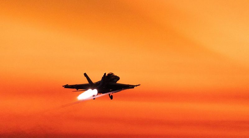 A Royal Australian Air Force F/A-18F Super Hornet departs from RAAF Base Darwin during Exercise Diamond Storm 2022. Story by Flight Lieutenant Jessica Aldred. Photo by Leading Aircraftman Sam Price.