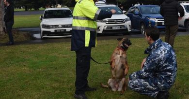 ASAR-K9 unit dogs and handlers providing a demonstration to members of RAAF Williams, Laverton and RAAF Base Point Cook. Story and photo by Flight Lieutenant Steffi Blavius.