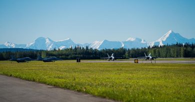 Four RAAF F/A-18F Super Hornets prepare for a mission at Eielson Air Force Base for Exercise Red Flag Alaska. Story by Leading Seaman Kylie Jagiello. Photo by Captain Benjamin Tait.