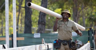 Sapper Donald Currie, a Plumber from 6th Engineer Support Regiment, works on the construction of an Independent Youth Centre in Gapuwiyak, NT. Story by Captain Evita Ryan. Photo by Corporal Lucas Petersen.