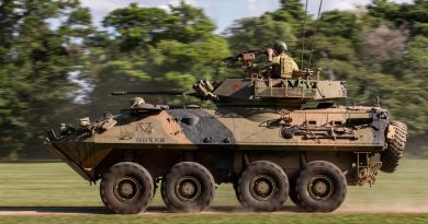 Soldiers from 2nd/14th Light Horse Regiment (Queensland Mounted Infantry) mounted in an Australian Light Armoured Vehicle conduct integration training with US Marines. Story by Captain Cody Tsaousis. Photo by Corporal Nicole Dorrett