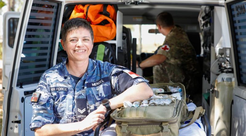 Royal Australian Air Force Corporal Simone Menzel, a medical technician from No. 2 Expeditionary Health Squadron, at RAAF Base Darwin during Exercise Pitch Black 2022. Story by Flight Lieutenant Jessica Winnall. Photo by Corporal Kylie Gibson.