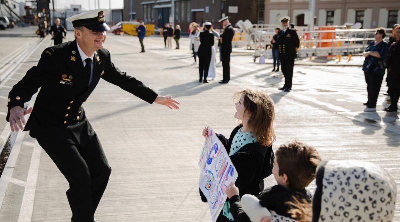 Family and friends welcome home their loved ones on board HMAS Canberra as the ship returns to Fleet Base East following a regional presence deployment. Story by Lieutenant Nancy Cotton. Photo by Able Seaman Callum Davis.