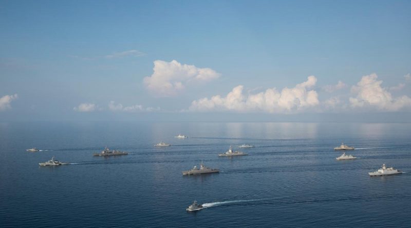 Ships participating in Exercise Kakadu 2022 sail in formation during a photo exercise off the coast of Darwin. Story by Commander Emily Curtis and Lieutenant Commander Andrew Herring. Photo by Leading Seaman Tara Morrison.