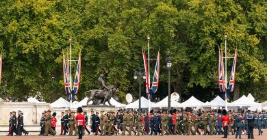 The Commonwealth contingent marching as part the official farewell to her Majesty Queen Elizabeth II in London. Photo by NZDF Corporal Dillon Anderson.