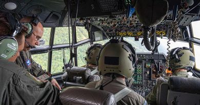 Members of the Royal New Zealand Air Force’s No. 40 Squadron, conduct a sortie over St. Joseph, Missouri, while attending the Advanced Tactics Aircrew Course at the Advanced Airlift Tactics Training Center. US Air Force photo by Technical Sergeant Patrick Evenson.