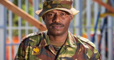 Papua New Guinea Defence Force Sapper Lawrence Turalom on site during Exercise Puk Puk at Goldie River Training Depot in Papua New Guinea. Story by Major Jesse Robilliard. Photo by Sergeant Nunu Campos.