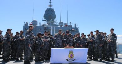 HMAS Toowoomba's ship's company celebrate the ship's 17th birthday in Cockburn Sound, Western Australia. Story by Lieutenant Commander Kieran Davis. Photo by Leading Seaman Rappard.