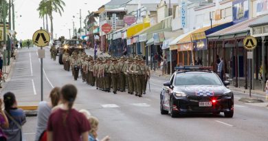 Soldiers from 10th Force Support Battalion march through the streets of Charters Towers during the Freedom of Entry Parade. Story by Captain Annie Richardson. Photo by Private Alexander Rowe.