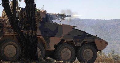 Soldiers from the 2nd/14th Light Horse Regiment (Queensland Mounted Infantry) conduct a live-fire training serial with an Australian Army Boxer combat reconnaissance vehicle at Townsville Field Training Area, Queensland. Photo by Corporal Nicole Dorrett.