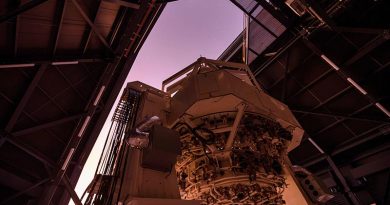 An internal view of the Space Surveillance Telescope inside its dome at Harold E. Holt Satellite Sensor Site facility near Exmouth, Western Australia. Photo by Corporal David Cotton.