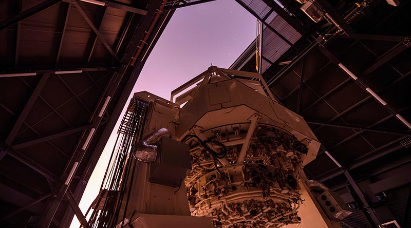 An internal view of the Space Surveillance Telescope inside its dome at Harold E. Holt Satellite Sensor Site facility near Exmouth, Western Australia. Photo by Corporal David Cotton.