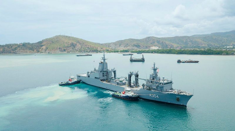 Auxiliary Oiler Replenishment vessel HMAS Stalwart arrives enters Tibar Bay Port in Dili, Timor-Leste as part of Indo-Pacific Endeavour 2022. Story by Captain Lily Charles. Photo by Petty Officer Jake Badior.