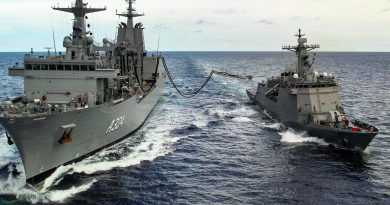 HMAS Stalwart, left, conducts a replenishment at sea with Philippine Navy ship BRP José Rizal during Exercise Sama Sama Lumbas. Story by Lieutenant Brendan Trembath. Photo by Lieutenant Commander Karleah Fitzpatrick.