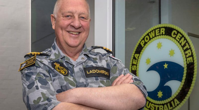 Commander Antony Ladomirski in front of the Sea Power Centre Australia in Canberra. Story and photo by Leading Seaman Kylie Jagiello.