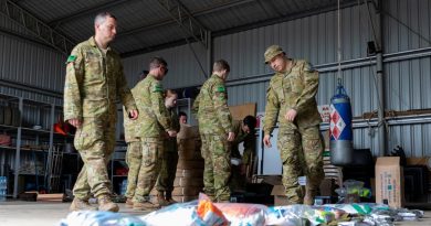 Army personnel from the 1st/19th Royal NSW Regiment prepare to move out to Moree from Dubbo, NSW, to support the NSW flood response. Story by Flight Lieutenant Rob Hodgson. Photo by Leading Aircraftman Samuel Miller.