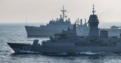 HMAS Anzac sails alongside Indian Navy ship Jalashwa during Indo-Pacific Endeavour 2022. Story by Flying Officer Brent Moloney. Photo by Leading Seaman Sittichai Sakonpoonpol.