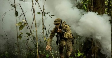 Trooper Jakob West from Rifle Company Butterworth Rotation 137 fights through the final objective, covering arduous terrain through dense jungle. Story by Captain Diana Jennings. All photos by Bombardier Guy Sadler.