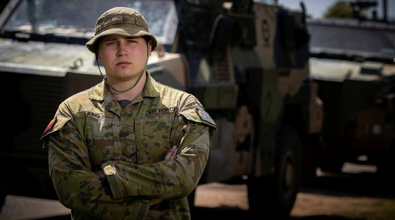 Royal Australian Air Force Leading Aircraftman Morgan King is driving a Bushmaster protected mobility vehicle in support of the flood effort in his home territory of Eugowra, NSW. Story buy Major Martin Hadley. Photo by Corporal Madhur Chitnis.