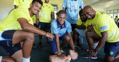 Participants of the ADF Sport’s training program for sport officials in Fiji for AFL, netball, rugby league and touch football. Story by Emily Egan. Photo by Flight Lieutenant Chris Moon.