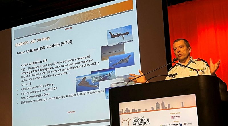 Wing Commander Keirin Joyce, Program Chief Engineer of Air Force’s Future Intelligence, Surveillance and Reconnaissance Systems Programs Office at the World of Drones and Robotics Congress. Story by Jake Zappia.