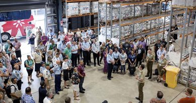 Pacific leaders visit the humanitarian and disaster-relief warehouse at Blackrock Camp, during the Joint Heads of Pacific Security Meeting 2022, in Fiji. Photo by Allan Stephen.