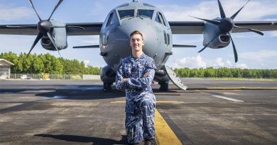 Flight Lieutenant Jayden Hasemann, from 35 Squadron, at Pohnpei International Airport, Micronesia. Story by Flight Lieutenant Dee Irwin. Photo by Leading Aircraftman Sam Price.