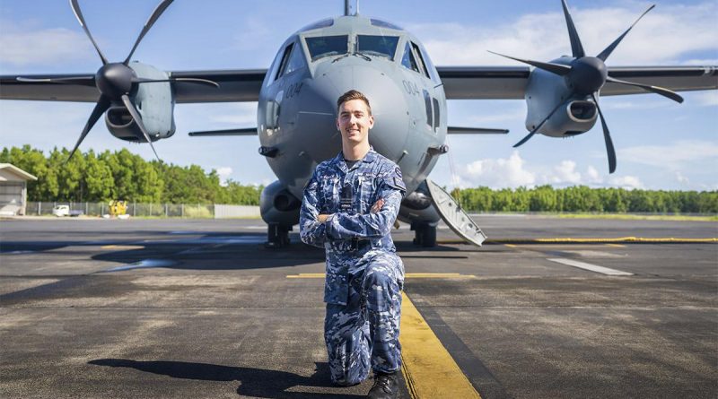 Flight Lieutenant Jayden Hasemann, from 35 Squadron, at Pohnpei International Airport, Micronesia. Story by Flight Lieutenant Dee Irwin. Photo by Leading Aircraftman Sam Price.