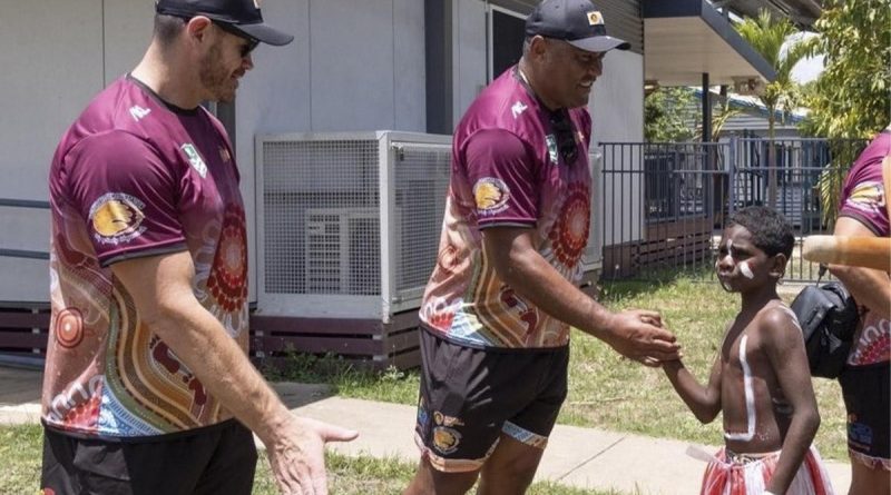 Arthur Beetson Foundation Ambassador and Rugby League great Petero Civoniceva meets children from the Far North Queensland community of Kowanyama. Story by Flying Officer Greg Hinks. Photo by Corporal Richard Lewis.